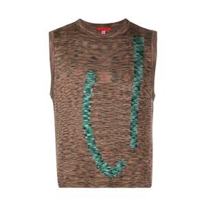 Eckhaus Latta $575 Brown glitch woven tank top
